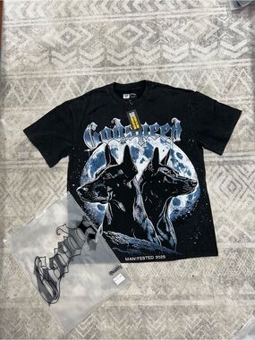 Godspeed Black Graphic Tee with Blue Moon Illustration